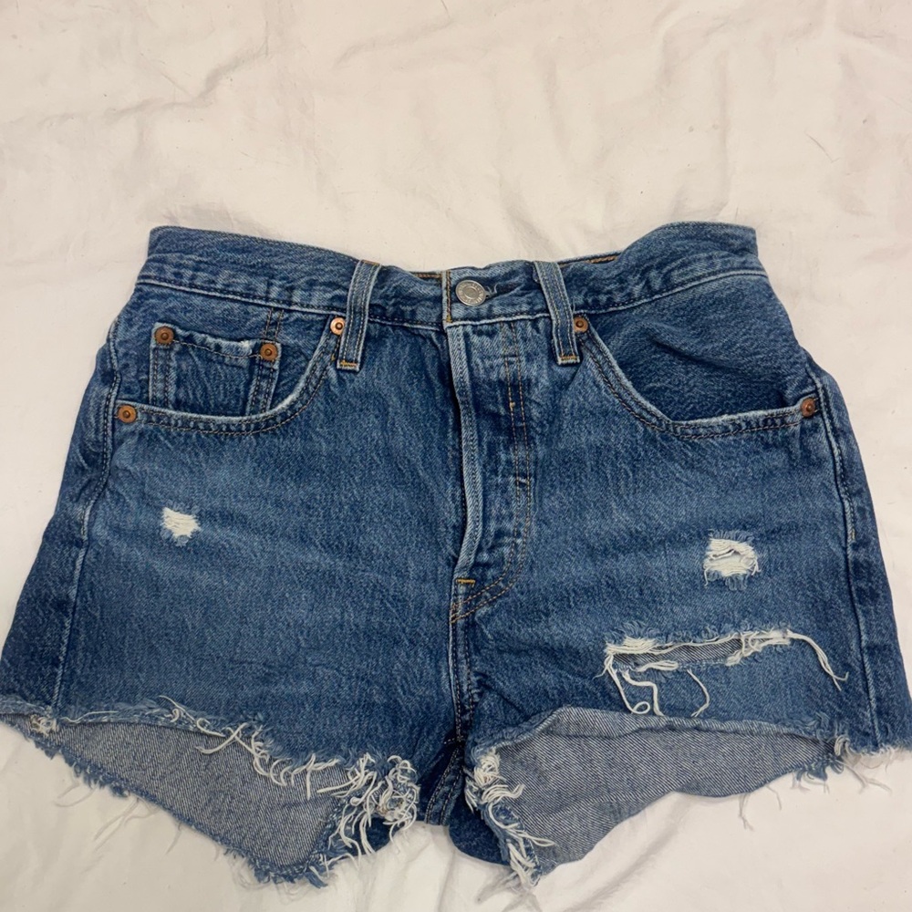 Levis 501 Short Blue Jean Shorts W25 Button Down #725